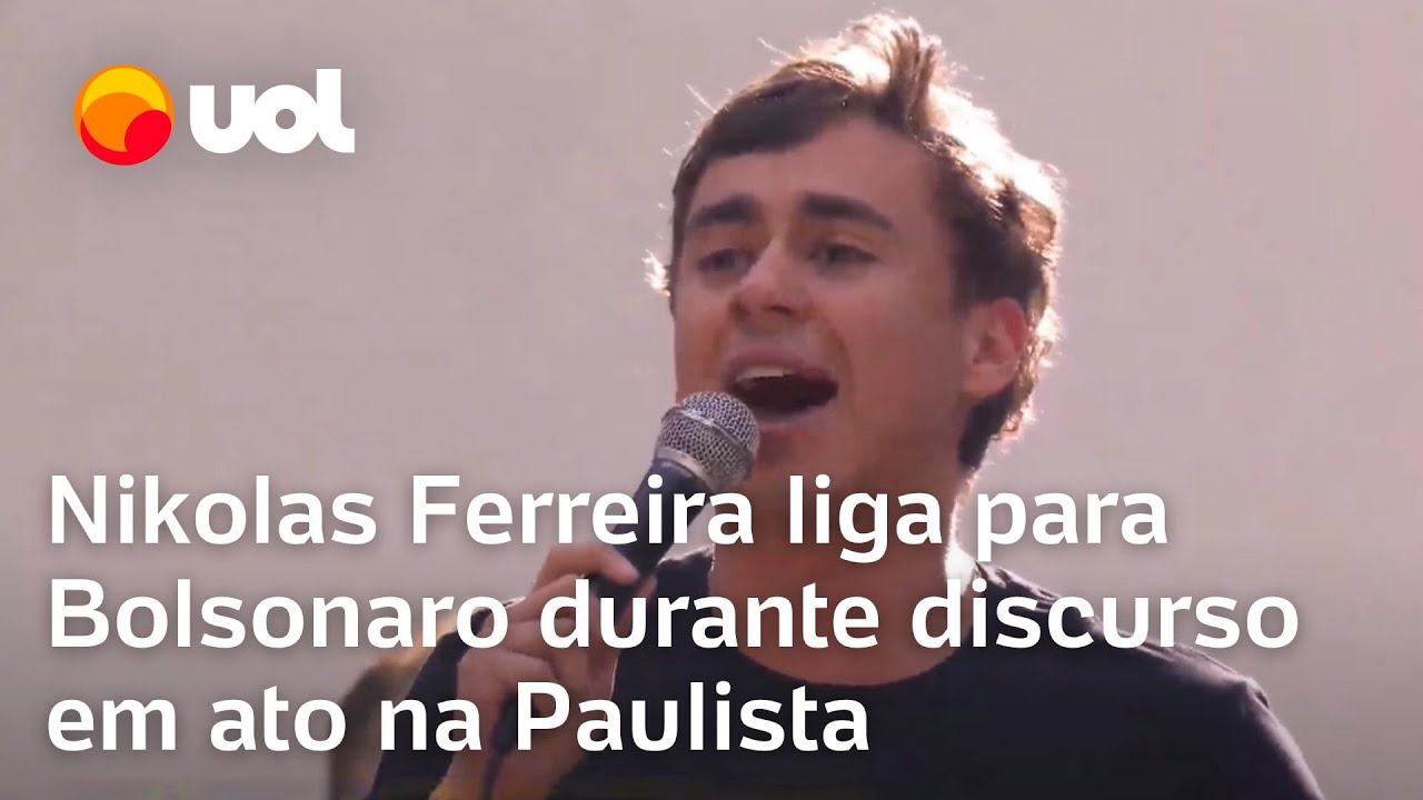 Nikolas Ferreira liga para Bolsonaro durante discurso na Paulista Não pode falar mas pode ver