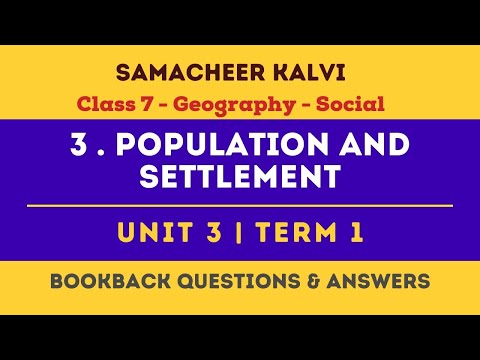 Population and Settlement Answers | Unit 3  | Class 7 | Geography | Social | Samacheer Kalvi