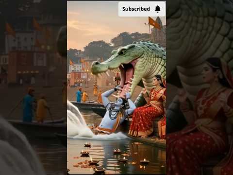 मगरमच्छ ने भगवान शिव को पानी में धक्का दे दिया! माता पार्वती रह गईं हैरान 😱 #viralshorts