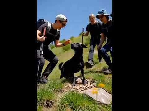 A group of tourists helping a puppy in trouble😱😱😱