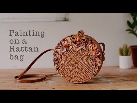 Painting on a rattan bag