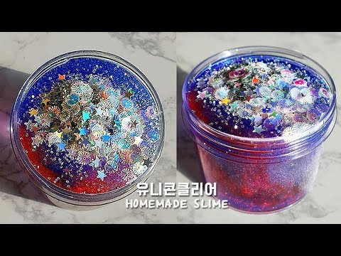 유니콘 클리어 슬라임 만들기 / 쫀쫀한 <strong>글리세린</strong> 클리어 레시피 / 내만슬