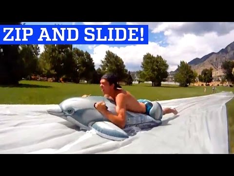 Giant zip line to slip ‘n’ slide | People are Awesome - UCIJ0lLcABPdYGp7pRMGccAQ