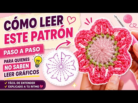 Aprendé a Leer Gráficos de Crochet Fácil l Flor Paso a Paso para principiantes