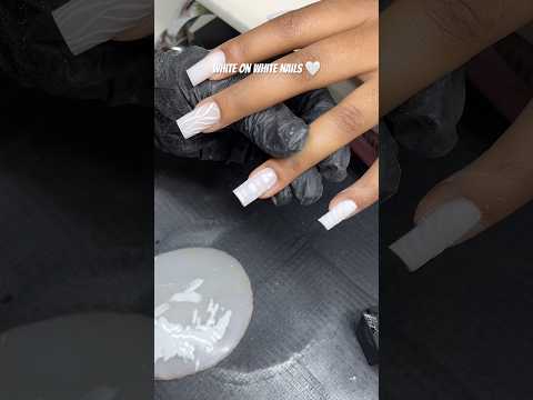 you can never go wrong with white on white nails 🤍😍 #whitenails