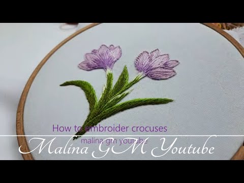 How to embroider crocuses Floral embroidery