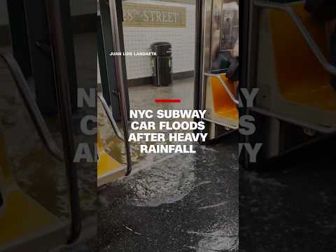 NYC subway car floods after heavy rainfall