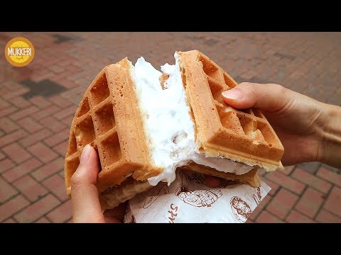 Waffle with Whipped Cream │ 생크림 와플 │ Korean Street Waffle │ Korean Street Food