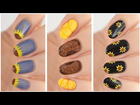 NEW NAIL ART 2023 🌻 Sunflower Nails 3 Different Ways!