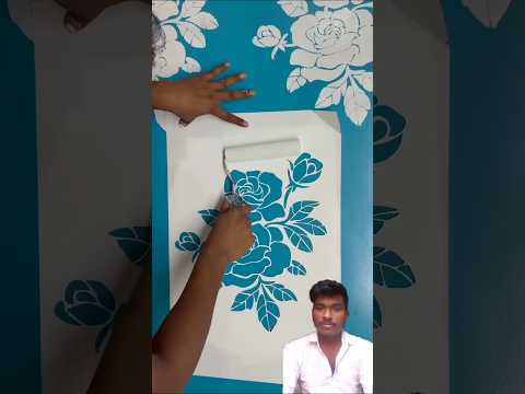 # wall staincil design painting bedroom#wall art #homedecor#wallpaiting#viral #trending #shortvideo