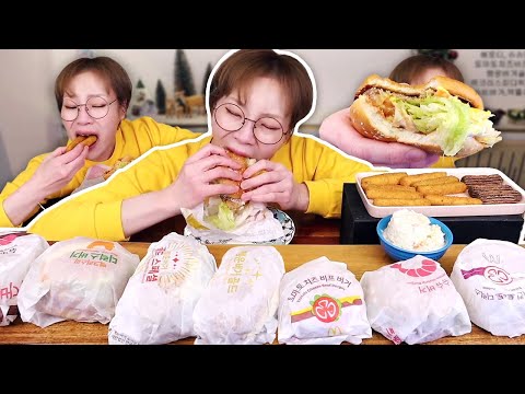 맥도날드 햄버거 8개와 치즈스틱8개 그리고 초코츄러스🍔 250112/Mukbang, eating show