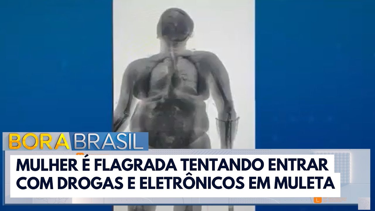 Mulher é flagrada tentando entrar com drogas e eletrônicos em muleta