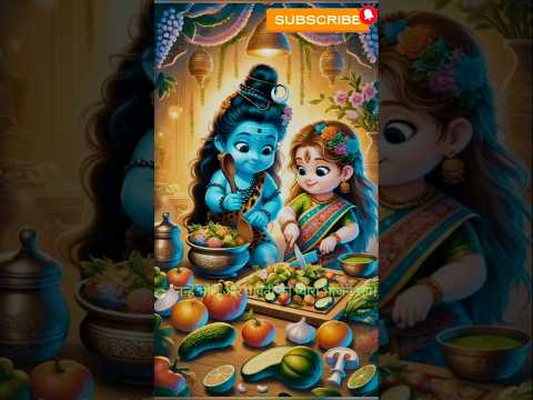 🥗 “नन्हे भोले और पार्वती का प्यारा भोजन संग!”🕉 #shortvideo #बालशिव #बालपार्वती #दिव्यरसोई #shorts
