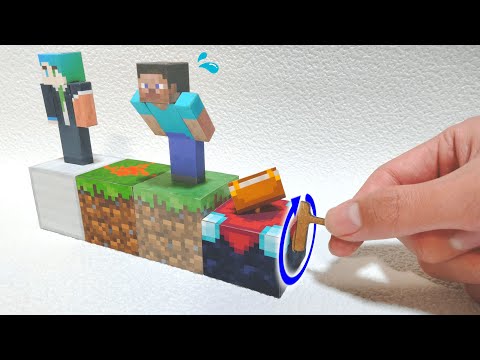 手回しで動く紙マイクラを作ってみた!【ペーパークラフト】