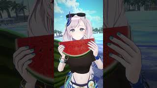 Makan semangkaa〜! 大きなスイカと私ですわ！〜#holonatsuParadise #ホロナツpiece #shorts