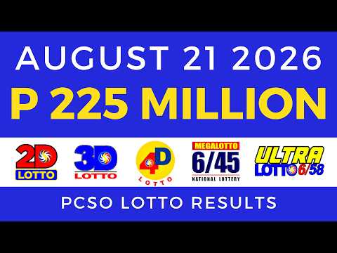 <strong>Lotto</strong> <strong>Result</strong> Today 9PM August 21 2026 PCSO