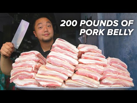 How A Professional Chef Cooks 200 Pounds of Pork Belly ? Tasty