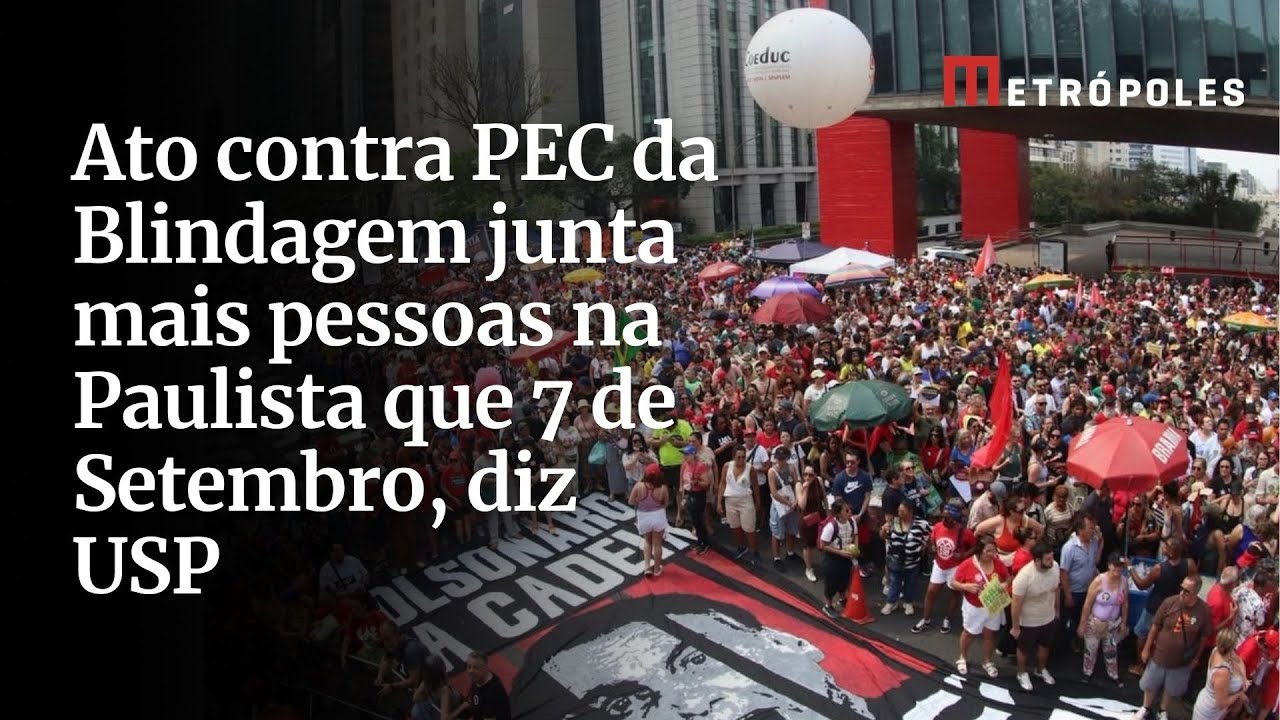 Ato contra PEC da Blindagem junta mais pessoas na Paulista que 7 de Setembro diz USP