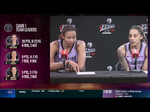 🔊 <strong>Gabby</strong> Williams, Kiah Stokes after Game 1 | Golden State Valkyries WNBA Finals women's basketball