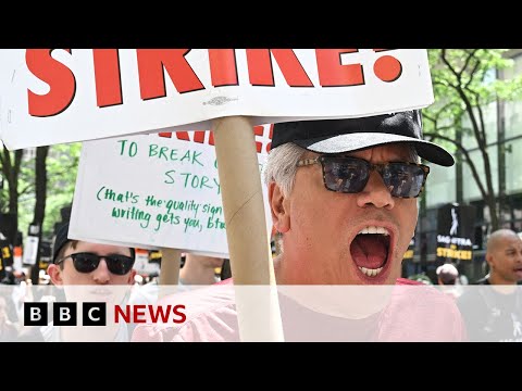 SAG strike: Stars join picket line in massive Hollywood protest - BBC News