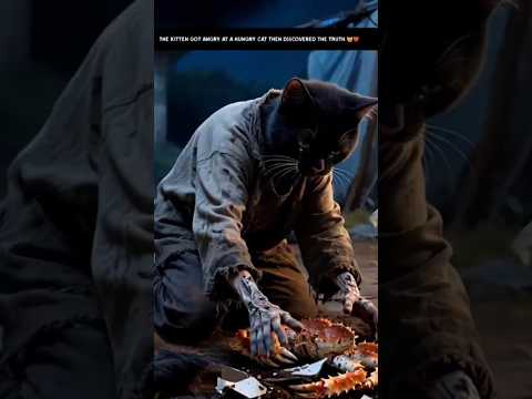 The Kitten Got Angry at a Hungry Cat Then Discovered the Truth! 😿❤️#ai #cats #sadstory #cat #shorts