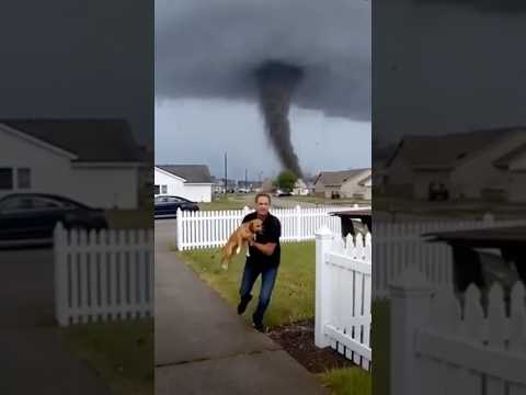 Man Saves Dog from Tornado 😳🌪️🐕