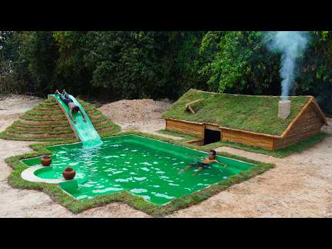 90Days Building Underground House With Water Slide To Swimming Pool