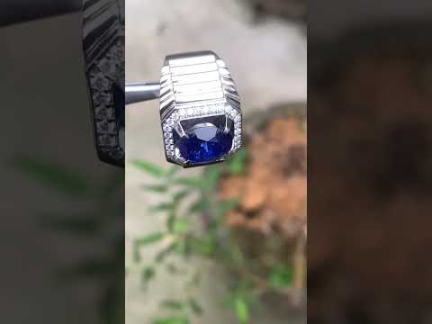 nhẫn nam saphire xanh siêu đẹp lên vàng trắng cực sáng #gem #ruby #daquy