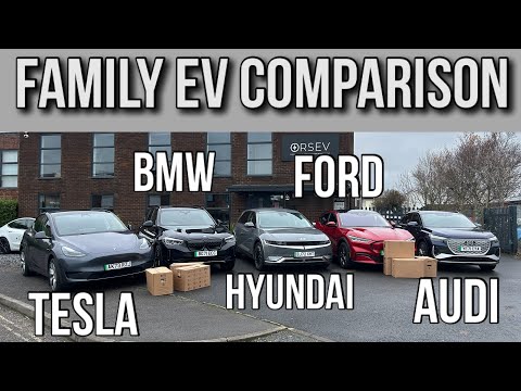 Tesla Model Y v BMW iX3 v Hyundai Ioniq 5 v Ford Mustang Mach-e v Audi Q4 E-tron - Family EV Review