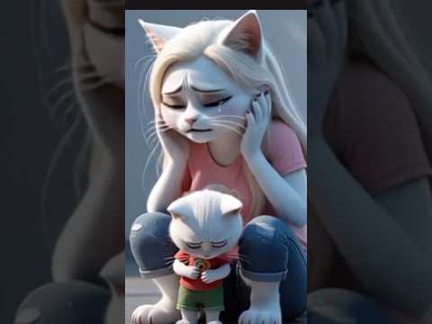 😥💔The kitten couldn’t bear to see its mother sad 😿#cats #meow #shorts #story #ai#kitten #kitty