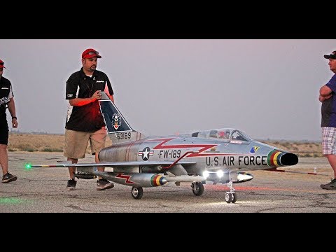 Giant RC F-100 Super Sabre (CARF) Dusk Flight - Best in the West Jet Rally 2017 - UC5q8ss88jxwMlHf_A-XZGlA