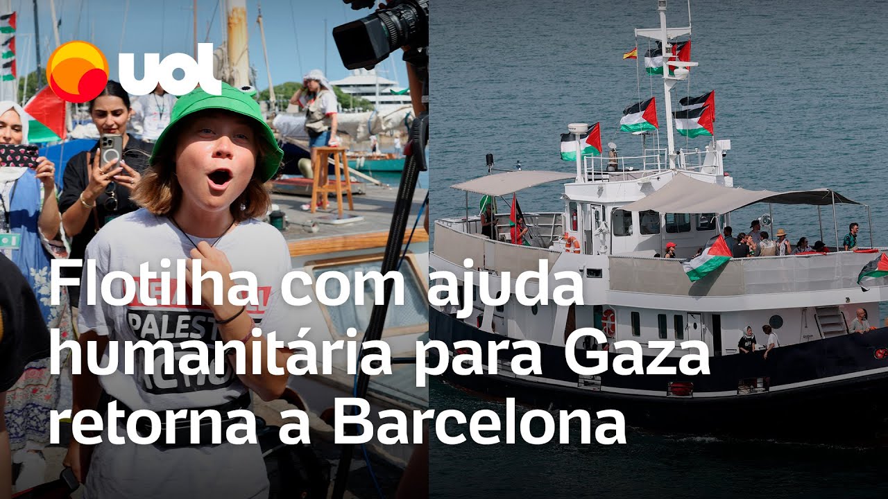 Flotilha com ajuda humanitária para Gaza retorna a Barcelona Greta e brasileiros estavam a bordo