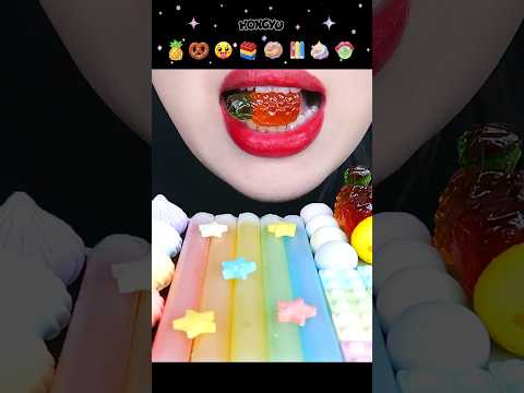<strong>ASMR</strong> EMOJI <strong>FOOD</strong> POPULAR DESSERTS 🍍🌟😛 다양한 이모티콘 먹방 (순서대로 먹기)
