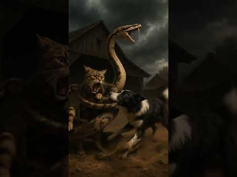Hero Dog Saves Kitten from Giant Snake Attack!🐍🐶🐱Unbelievable Rescue Moment  #cute #dog #cat #snake