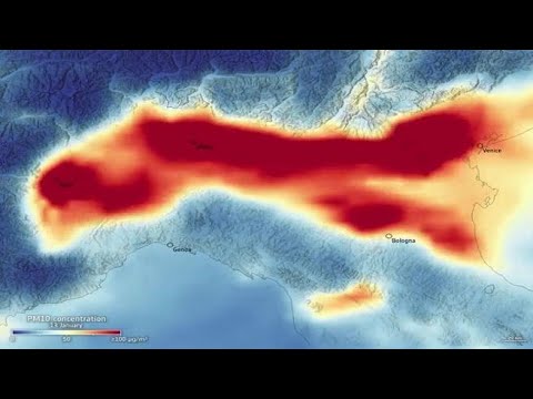 Una nuvola rossa sulla Pianura Padana, è smog: il video dell’Esa