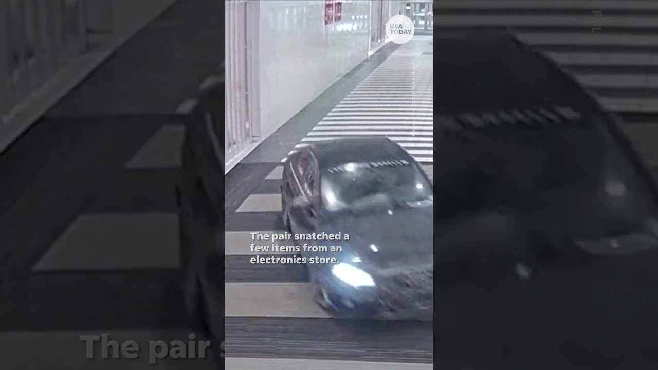 Security footage shows thieves driving stolen car through Canada mall | USA TODAY #Shorts