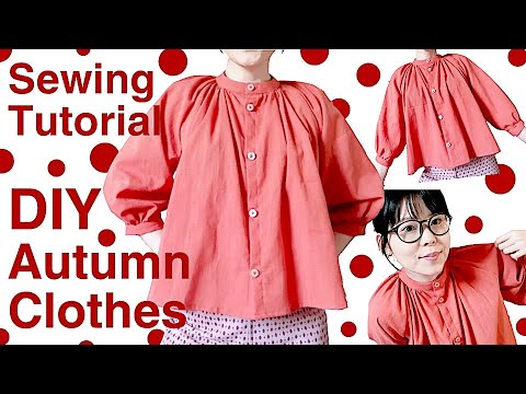 DIY Raglan Blouse from leftover fabric 手作り服 Autumn sewing project  easy tutorialㅣmadebyaya