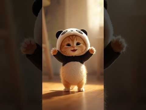 Kitten dance cutie Groove with panda cosplay 😍🥰 #funny #catdance #cat #shorts #viral