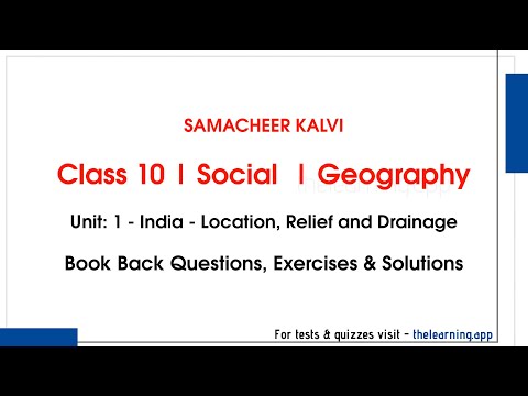 India - Location, Relief and Drainage Exercises | Class 10 | Geography | Social | Samacheer Kalvi