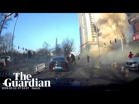 Moment explosion destroys restaurant in northern China