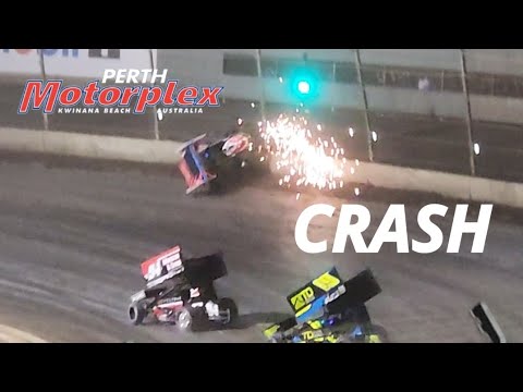 Sprintcar crashes at the Perth Motorplex 3/12/2022 W.A Title - dirt track racing video image