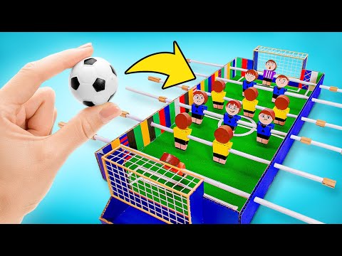 自宅でサッカーをしよう ⚽ 段ボールで作る簡単DIYテーブルサッカー・ゲーム！