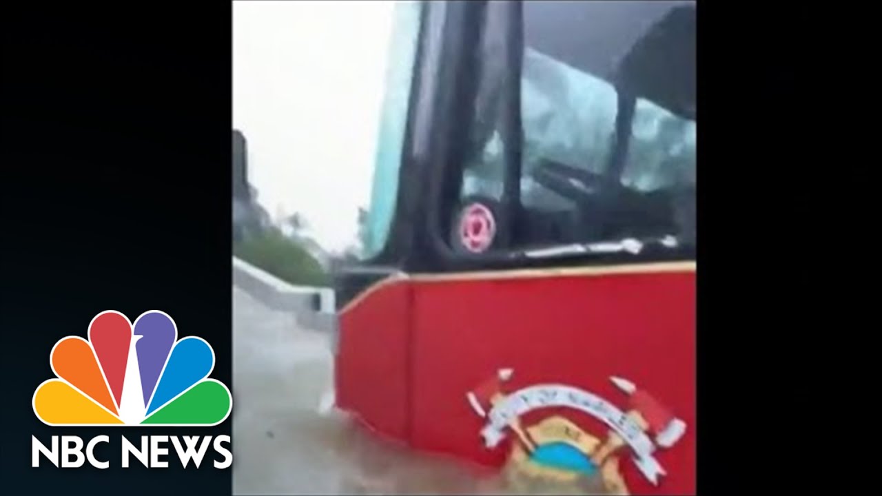 Fire Trucks In Naples Caught In Flooding