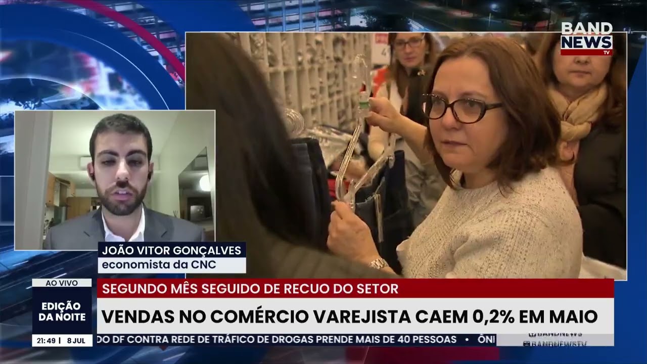 Vendas no comércio varejista caem 02 em maio | BandNews TV