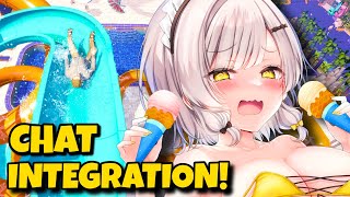 YOU CAN VISIT MY WATERPARK!? 😱💗 【 WATERPARK SIMULATOR | NOW WITH CHAT 