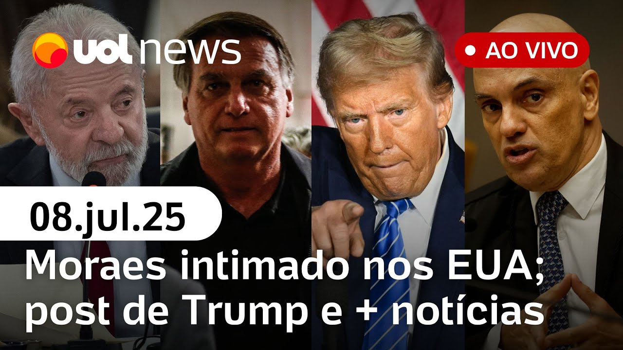 Moraes é intimado novamente nos EUA; ministros do STF reagem a Trump; Nikolas ataca Janja | UOL News