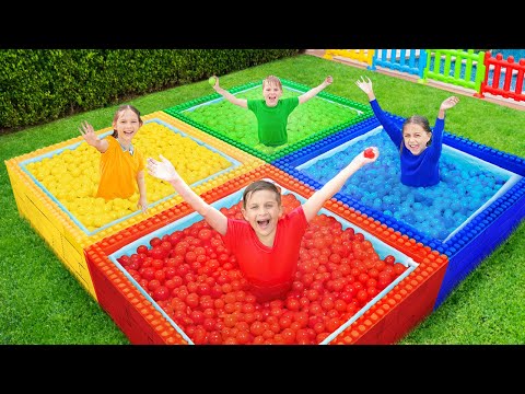 Four Colors Water Balloons Challenge with Roma and Friends