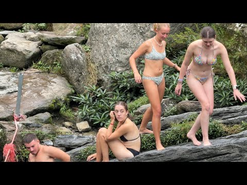 Beautiful Girls and Wild Waterfalls – Unreal Scenes 💦 #travel #waterfall
