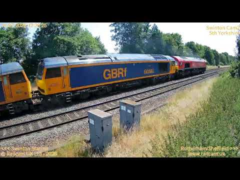 Tugs to Toton, DB Cargo 66118 hauling 60085/002/076 + 60021/096/056/026, 16 & 17 July | Railcam UK