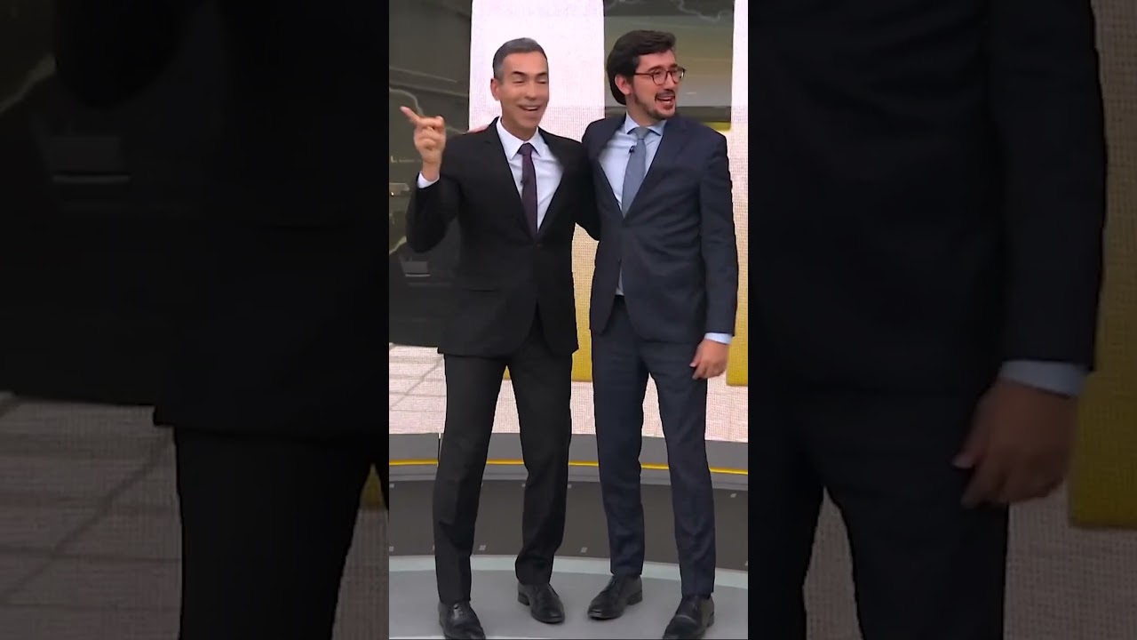 Tralli se despede de Nilson Klava que vai ser correspondente da Globo em NY shorts bastidores